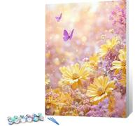 Peinture par Numero Adulte Papillon DIY Oil Painting Kits on Canvas for Beginner, with Brushes and Acrylic Pigment, Paint by Numbers Enfant Marguerite Loisirs Créatifs Adultes, Cadeau 40 x 50 0j-982