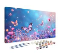 Peinture par Numero Adulte Papillon, Kits de Peinture au Numéro Rêve Paint by Numbers, DIY Activité Manuelle Adulte avec Pinceaux et Pigment pour Deco Murale Maison, Cadeau Femme 50x100 cm 4L-953