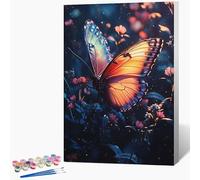Peinture par Numero Adulte Papillon Peinture Numero Fleur Activite Manuelle Adulte Painting by Numbers, Kit de Bricolage par Débutants Avec Pinceaux, Decoration Maison Sans Cadre 40x60cm 6-9Q33