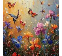 Peinture par Numéro Adulte Papillons ColoréS, avec Pinceaux et Acryliques Bricolage Peintures Kits pour Adultes Enfants Seniors Débutant, Décoration Murale Cadeaux Maison, Sans Cadre 70x70cm WJY4-305