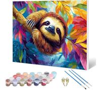 Peinture par Numero Adulte Paresseux Peinture Numero, Paint by Number Animal Paint by Numbers for Adults Kit Peinture avec Pinceaux et Acrylique pour Decoration Murale, Cadeau 30x20 cm -hjw25010L0