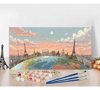 Peinture par Numero Adulte Paris Peinture Numero Rome, DIY Paint by Numbers Activite Manuelle Adulte, Couleur Toile Paintings par Débutants Décoration de la Maison, Cadeau Sans Cadre 50x100cm Z-4O59