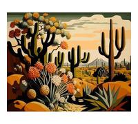 Peinture par Numero Adulte,Paysage De Plantes De Cactus DIY Peinture Acryliques pour Débutants Kit de Peinture à l'huile sur Toile avec Brosses et Acryliques pour Maison Décor(sans Cadre)40x50cm