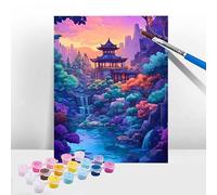 Peinture par Numero Adulte Paysage, Kits de Peinture au Numéro Architecture, DIY Activité Manuelle Adulte Enfants et Débutants, Cheerful Painting avec Acrylique et Pinceaux, Décoration 80x100cm T-16