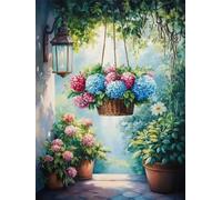 Peinture par Numero Adulte, Peinture Numero Adulte Panier de Fleurs Paysage 30 x 40 cm, Peinture Numéro Activité Manuelle Adulte, Kit Peinture Adulte Avec Pinceaux et Peintures (Sans Cadre) -YH1053