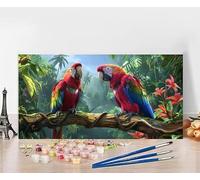 Peinture par Numero Adulte Perroquet Peinture Numero Fleur, DIY Paint by Numbers Activite Manuelle Adulte, Couleur Paintings par Débutants Décoration de la Maison, Cadeau Sans Cadre 60x120cm 8-MY98