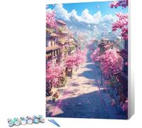 Peinture par Numero Adulte Petite Ville DIY Oil Painting Kits on Canvas for Beginner, with Brushes and Acrylic Pigment, Paint by Numbers Enfant Paysage Loisirs Créatifs Adultes, Cadeau 60x90 0j-964