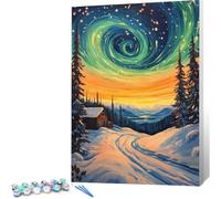 Peinture par Numero Adulte Petite Ville DIY Oil Painting Kits on Canvas for Beginner, with Brushes and Acrylic Pigment, Paint by Numbers Enfant Aurore Loisirs Créatifs Adultes, Cadeau 20x30 0j-402