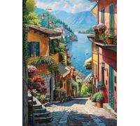 Peinture par Numero Adulte Petite Ville Paysage 60x80 cm, Peinture Numéro Activité Manuelle, DIY Kit Peinture Adultes Avec Pinceaux et Peintures Acryliques pour maison Décoration (Sans Cadre) -YH751