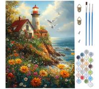 Peinture par Numero Adulte phare,DIY Peinture Numero oiseau Paint by Numbers Toile Artisanat,loisir Creatif Adulte avec Pinceaux et Acryliques pour Tableau Decoration Murale Cadeau 80 x 120 CM D1-553