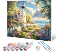 Peinture par Numero Adulte Phare Peinture Numero, Paint by Number OcéAn Paint by Numbers for Adults Kit Peinture avec Pinceaux et Acrylique pour Decoration Murale, Cadeau Femme 130x100 cm -hjw250101F