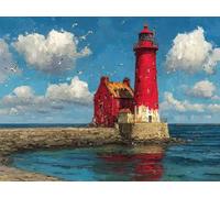 Peinture par Numero Adulte Phare Peinture Numero, Paint by Number Paysage Paint by Numbers for Adults Kit Peinture avec 3 Pinceaux et Acrylique pour Decoration Chambre, Cadeau 50x40 cm -yym25012CY