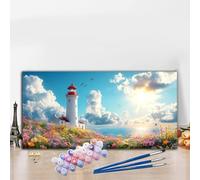 Peinture par Numero Adulte Phare Peinture Numero Soleil Grande taille XXL 30x60CM Complet Kit Bricolage Loisirs Créatifs Adultes Débutant avec Acrylique et Pinceaux, Maison Décoration Halloween G8-192