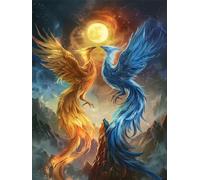 Peinture par Numero Adulte Phénix Pleine Lune 50x70 cm, Peinture Numéro Activité Manuelle, DIY Kit Peinture Adultes Avec Pinceaux et Peintures Acryliques pour maison Décoration (Sans Cadre) -YH843