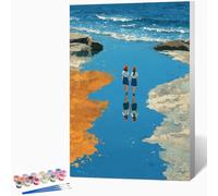 Peinture par Numero Adulte Plage Mer Loisirs Créatifs Adultes, DIY Coloriage Numerote avec Pigment Acrylique pour Débutants Enfant, Art Peinture Numero, Decoration, Cadeau Femme 40x50cm -WX251084