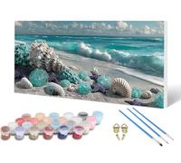 Peinture par Numero Adulte, Plage Peinture Numero Paysage Paint by Numbers Activité Manuelle Adulte Débutant avec 3 Pinceau et Pigment Acrylique pour Decoration Murale, Cadeau 50 x 100 cm -lsy2506MG