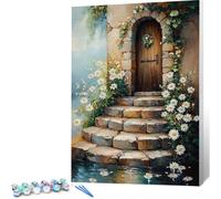 Peinture par Numero Adulte Porte DIY Oil Painting Kits on Canvas for Beginner, with Brushes and Acrylic Pigment,Paint by Numbers Enfant Fleurs Loisirs Créatifs Adultes,Cadeau 40x60 (Sans Cadre) 0j-962
