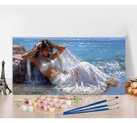 Peinture par Numero Adulte Princesse Peinture Numero Sea, DIY Paint by Numbers Activite Manuelle Adulte, Couleur Paintings par Débutants Décoration de la Maison, Cadeau Sans Cadre 50x100cm 4-7F56