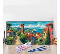 Peinture par Numero Adulte Printemps Peinture Numero Ville Grande taille XXL 90x180CM Complet Kit Bricolage Loisirs Créatifs Adultes Débutant avec Acrylique et Pinceaux, Décoration Halloween G8-252