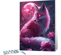 Peinture par Numero Adulte Renard DIY Oil Painting Kits on Canvas for Beginner, with Brushes and Acrylic Pigment, Paint by Numbers Enfant Lune Loisirs Créatifs Adultes,Cadeau 20x30 (Sans Cadre) 0j-596