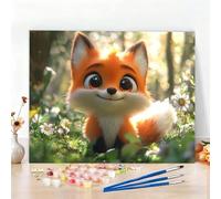 Peinture par Numero Adulte Renard Peinture Numero Mignon Diamond Painting, DIY Creatif Toile 100x70cm Numéro d'art Complet Painting by Numbers pour Chambre Décoration Murale, Sans Cadre, Cadeau W6-530