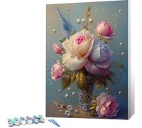 Peinture par Numero Adulte Rose DIY Oil Painting Kits on Canvas for Beginner, with Brushes and Acrylic Pigment, Paint by Numbers Enfant Perle Loisirs Créatifs Adultes, Cadeau 20x30 (Sans Cadre) 0j-178