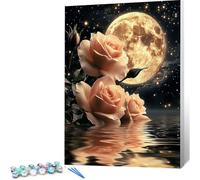 Peinture par Numero Adulte Rose DIY Oil Painting Kits on Canvas for Beginner, with Brushes and Acrylic Pigment, Paint by Numbers Enfant Lune Loisirs Créatifs Adultes, Cadeau 90x120 (Sans Cadre) 0j-970