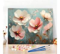 Peinture par Numero Adulte Rose Peinture Numero Fleur Diamond Painting, DIY Creatif Toile 40x30CM Numéro d'art Complet Painting by Numbers pour Chambre Décoration Murale,Sans Cadre,Cadeau Homme W6-420