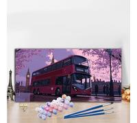 Peinture par Numero Adulte Rue Peinture Numero Bus Grande taille XXL 60x120 cm Complet Kit Bricolage Loisirs Créatifs Adultes Débutant avec Acrylique et Pinceaux, Maison Décoration Halloween G8-170