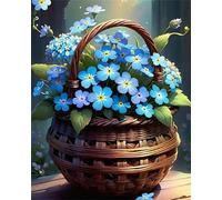 Peinture par Numero Adulte sans Cadre Corbeille de fleurs,Soleil Bricolage Kit de peinture par numéros pour adulte débutants,Peinture Acrylique à l'huile pour Décoration Murale Maison 8x12inch