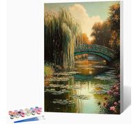 Peinture par Numero Adulte Saule Lotus Loisirs Créatifs Adultes, DIY Coloriage Numerote avec Pigment Acrylique pour Débutants Enfant, Art Peinture Numero, Decoration, Cadeau Femme 40x50cm -WX251077