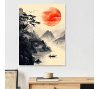 Peinture par Numero Adulte style chinois Paint by Numbers paysage Peinture Numero Adulte Cadre 100x160cm Numéro d'art avec Pinceaux et Peintures, Decoration Murale, Bois Combinaison Cadre,Model717