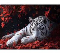 Peinture par Numero Adulte Tigre, Coloriage par Numero Adulte Automne, Numéro d'art Enfant 6 ans avec 3 Pinceaux et Avancé Peinture Acrylique pour Décoration Murale (Sans Cadre) 30x40cm YH2-928