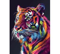 Peinture par Numero Adulte Tigre Peinture Numero Animal Kits De Loisirs Créatifs Adultes Painting by Numbers, Kit de Bricolage Couleur Canevas Paintings Art Decoration Maison 30x40cm Sans Cadre T-504D