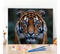 Peinture par Numero Adulte Tigre Peinture Numero Mignon Diamond Painting, DIY Creatif Toile 120x80cm Numéro d'art Complet Painting by Numbers pour Chambre Décoration Murale, Sans Cadre, Cadeau W6-418