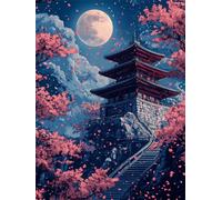 Peinture par Numero Adulte Tours Pleine Lune 80x120 cm, Peinture Numéro Activité Manuelle, DIY Kit Peinture Adultes Avec Pinceaux et Peintures Acryliques pour maison Décoration (Sans Cadre) -YH679