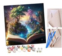 Peinture par Numero Adulte Un monde magnifique dans les livres DIY Peinture à l'huile Numéros Toile Paint by Numbers Peindre par Nombre Kits sans Cadre 40x40cm