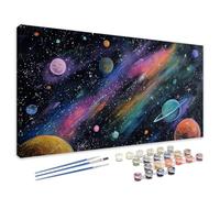 Peinture par Numero Adulte Univers, Kits de Peinture au Numéro Planète Paint by Numbers, DIY Activité Manuelle Adulte avec Pinceaux et Pigment pour Deco Murale Maison, Cadeau Femme 20x40 cm 4L-68
