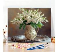 Peinture par Numero Adulte Usine Peinture Numero Vase Diamond Painting, DIY Creatif Toile 120x90cm Numéro d'art Complet Painting by Numbers pour Chambre Décoration Murale, Sans Cadre, Cadeau W6-502