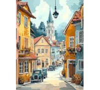 Peinture par Numero Adulte Ville, Coloriage par Numero Adulte Paysage, Numéro d'art Enfant 6 ans avec 3 Pinceaux et Avancé Peinture Acrylique pour Décoration Murale (Sans Cadre) 70x90cm YH-220