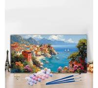 Peinture par Numero Adulte Ville Peinture Numero Côtier Grande taille XXL 90x180 cm Complet Kit Bricolage Loisirs Créatifs Adultes Débutant avec Acrylique Pinceaux,Maison Décoration Halloween G8-194