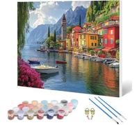 Peinture par Numero Adulte Ville Peinture Numero, Paint by Number Paysage Paint by Numbers for Adults Kit Peinture avec 3 Pinceaux et Acrylique pour Decoration Murale, Cadeau Femme 90x70cm -hjw25010I8