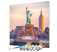 Peinture par Numero Adulte Ville Peinture Numero Statue De La Liberté, Paint by Numbers 40x55cm Avec Pinceau Pigment Acrylique, DIY Loisirs Créatifs Adultes Painting kit Pour Cadeau (Model-1390)