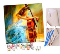 peinture par numero adulte Violoncelle élégante pour musicienne Cadeau de Peinture à l'huile de Bricolage numérique aquarelle man pour Enfants Adultes Peindre par Nombre Kits 16 * 16 Pouces