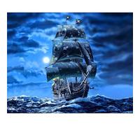 Peinture par Numero Adulte,Voilier de la mer bleue sans Cadre DIY Acryliques Peinture,Kit de Peinture à l'huile sur Toile pour Débutants avec Brosses et Acryliques Peintures pour Maison Décor 40x50 cm
