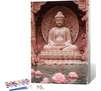 Peinture par Numero Adulte Zen Peinture Numero, Paint by Number Lotus Paint by Numbers for Adults Kit Peinture avec 3 Pinceaux et Acrylique pour Decoration Chambre, Cadeau Femme 20 x 30 cm -zjn2604I0