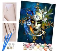 Peinture par Numéro Adultes Peinture d'art de masque de fille de mascarade avec Pinceaux et Acryliques Bricolage Peintures Kits pour Enfants Seniors Débutant, pour la Décoration Intérieure Maison