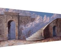 Peinture par Numero Architecture Peinture Numero Enfant Nuage DIY Kit Creatif Adulte Couleur Toile, Paint by Numbers for Adults avec Accessoires pour Décoration Murale 60x120cm (Avec Cadre) R-1878