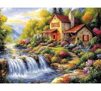 Peinture par Numéro Automne Cabine, Peinture par Numero Adulte, Avec Pinceaux, Dessin de Pigment Acrylique, Activité Manuelle Adulte, Décoration Murale, Cadeau Femme 40x50cm (sans Cadre) s0ji-472