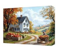 Peinture par Numéro Automne Paysage, Activité Manuelle Adulte, DIY Peinture Numero Enfant, Coloriage Numerote Adulte, Avec Pinceaux et Paint Acrylique, Décoration Maison (Sans Cadre) 45x60cm T-754